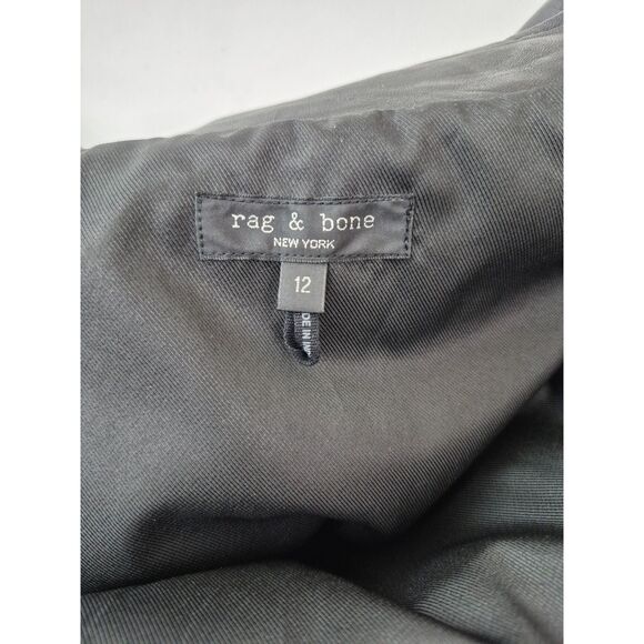 Rag & Bone Women's Black Sadie Crop Leather Blazer Gold Buttons Size 12 - Picture 6 of 7